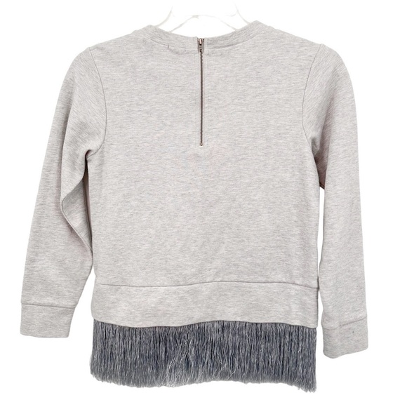 J. Crew Sweatshirt w Fringe Hem in Gray w Back Zipper Detail Sz XS - Picture 2 of 11